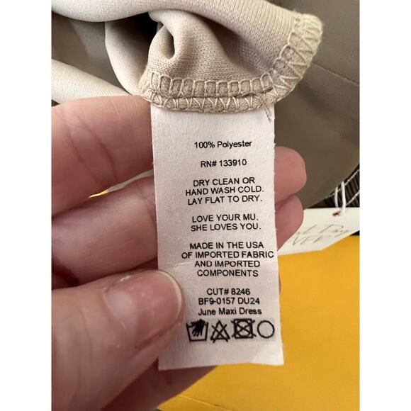 ☀️NWT Show Me Your Mumu June Maxi Bridesmaid Dress Chiffon Neutral Dune Brown M - Picture 8 of 9